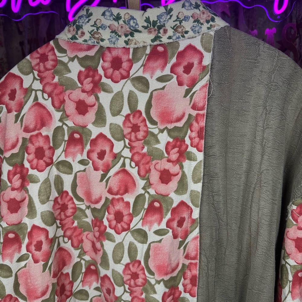 Pol Long Sleeve Patchwork Double Gauze Shirt Flor… - image 6